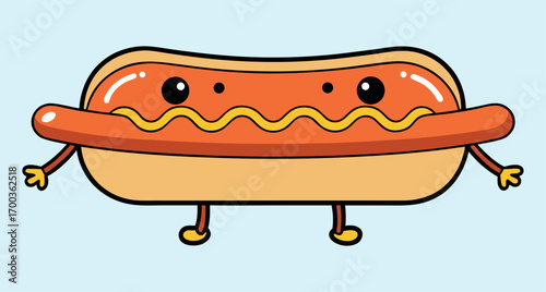Hotdog Character, Fun Hotdog, Cartoon Snack, Sausage Character, Playful Food, Animated Hotdog, Snack Art, Happy Hotdog, Fun Food, Cartoon Snack, Cheerful Hotdog, Sausage Art, Playful Snack, Animated F