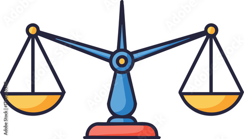 Illustration of scales, balance concept, flat design on white background