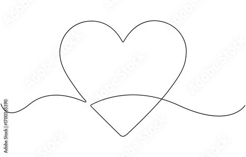Continuous one line drawing of heart.