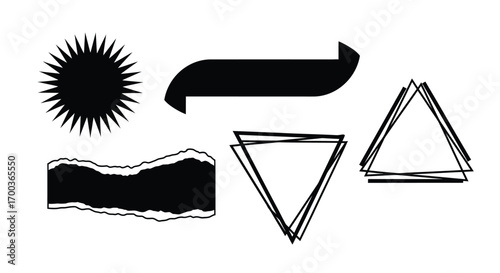Set of grunge and distressed geometric shapes and elements for design projects vector