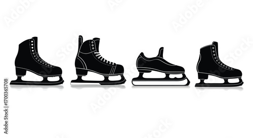 Four distinct ice skates arranged side by side for skating and winter sports vector