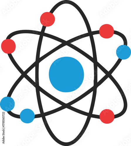 Schematic illustration of the structure of an atom with its nucleus