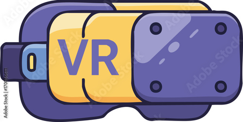 Virtual reality headset graphic on a clean white background.