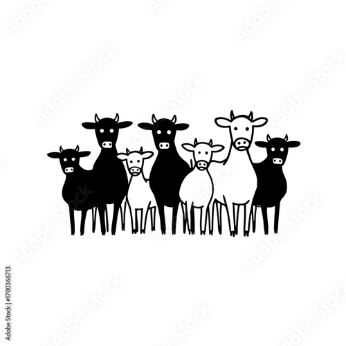 cattle. cattle simple black and white line art vector logo