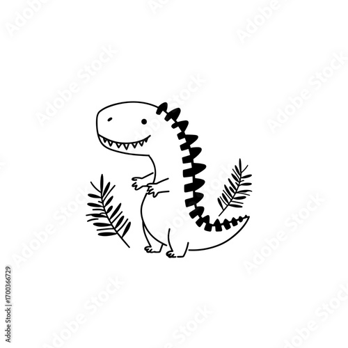 Giganotosaurus. Giganotosaurus simple black and white line art vector logo