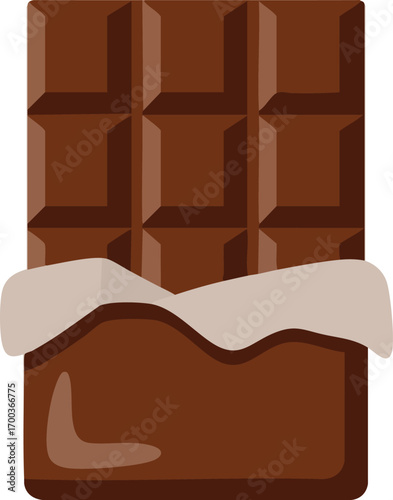Delicious looking chocolate bar with wrapping partially removed