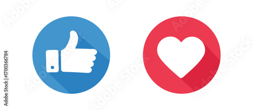 Thumbs and heart icon. Vector love and love icon. Like and like buttons ready for websites and mobile apps. 
