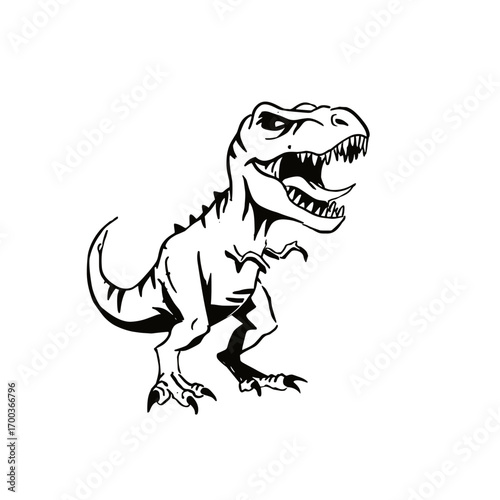 Tyrannosaurus Rex. Tyrannosaurus Rex simple black and white line art vector logo