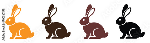 set of rabbits silhouette vector on tranparent background