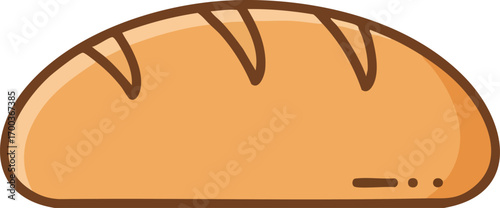 Loaf of bread on white background simple food illustration