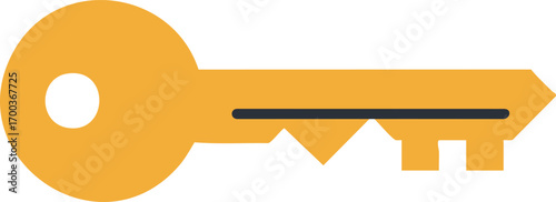 Simple gold key illustration on a clean white background