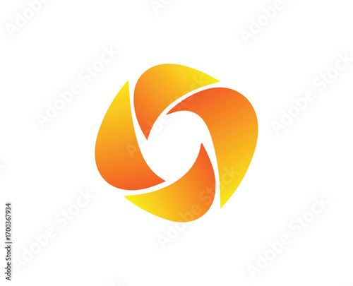 Abstract circular swirl logo design with gradient orange and yellow hues