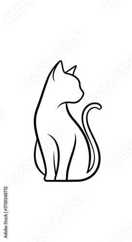 Wallpaper Mural Sitting Cat Outline Simple Minimalist Domestic Feline Design Torontodigital.ca