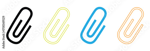 A set of four paper clips, each with a unique color, represents a simple and efficient way to organize documents, adding a touch of style to office supplies.