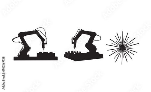 Robotic arm assembly manufacturing technology industrial automation concept art