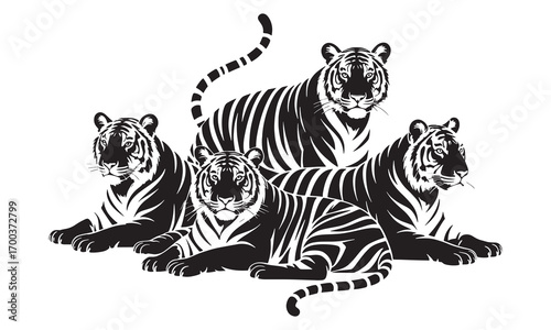 Silhouette of a Tiger Group Squad in the Wild Jungle