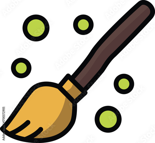 Magic broom isolated in a white background cartoon vector illustration