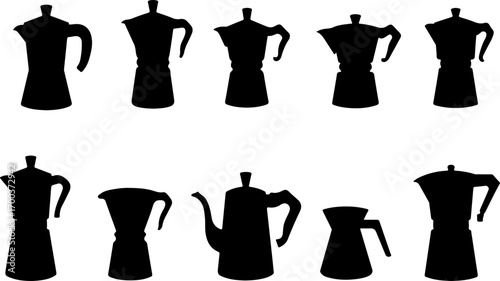 "Coffee Pot Silhouettes Collection – Moka, French Press & More"