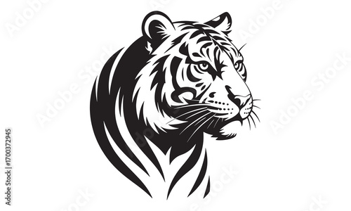 Silhouette of a Sad Tiger Face in Wild Nature
