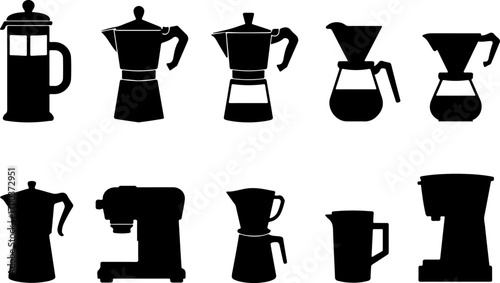 "Coffee Pot Silhouettes Collection – Moka, French Press & More"