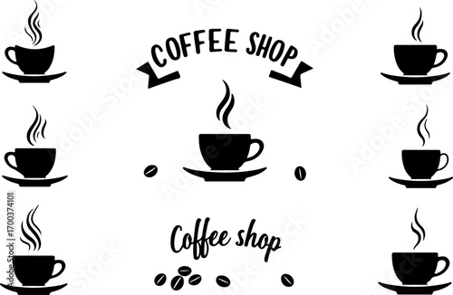 Coffee Cup Silhouette Icons Set"
