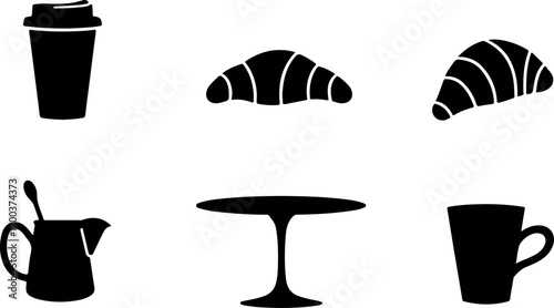 Coffee Cup Silhouette Icons Set"