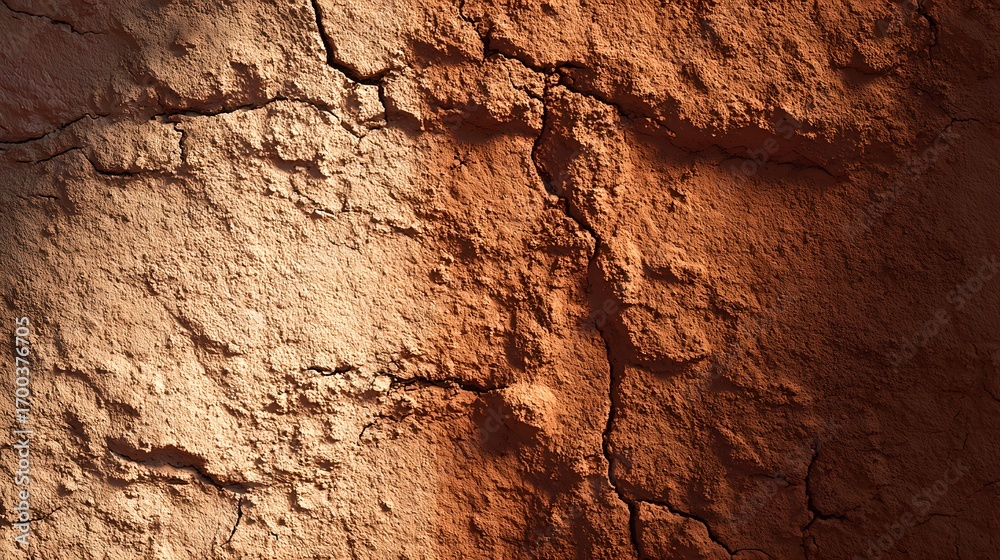 Fototapeta premium Close up texture of cracked dry earth with dramatic light and shadow soil