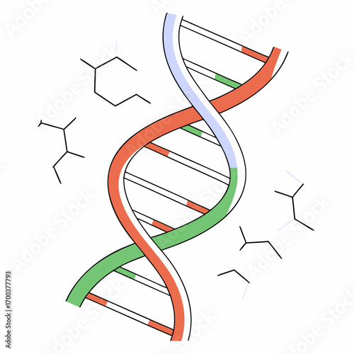 Abstract dna double helix structure isolated on white background