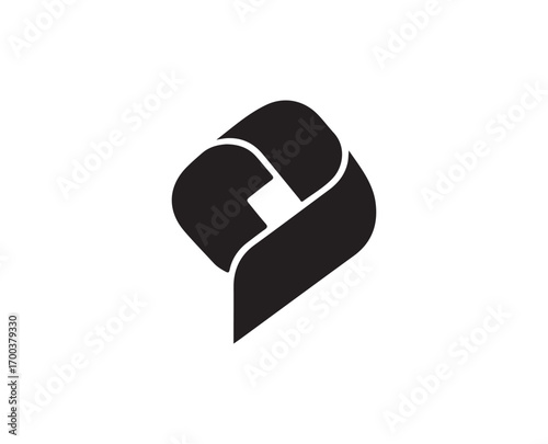 Abstract black logo design symbol unique modern geometric shape graphic