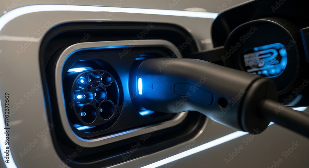 Naklejka premium Electric Vehicle Charging Port: Modern EV Power