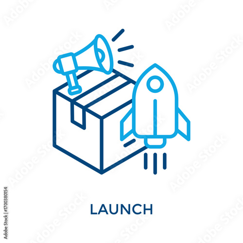 Launch Icon Outline Color Style. Vector Illustration For Graphic Design