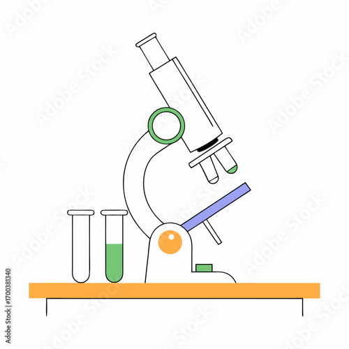 Scientific microscope illustration isolated on white background