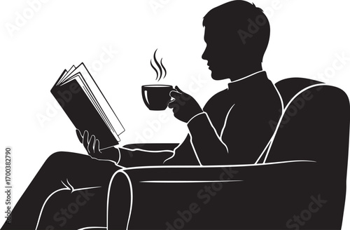 Relaxing with a Book: Man in an Armchair

Man Reading and Sipping Coffee

Cozy Reading Time: Man with Book and Coffee