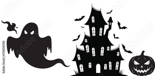 halloween vector illustration Spooky Halloween: Haunted House and Ghost

Haunted Mansion with Ghost and Pumpkin

Halloween Night: Ghost, Bats, and Spooky House