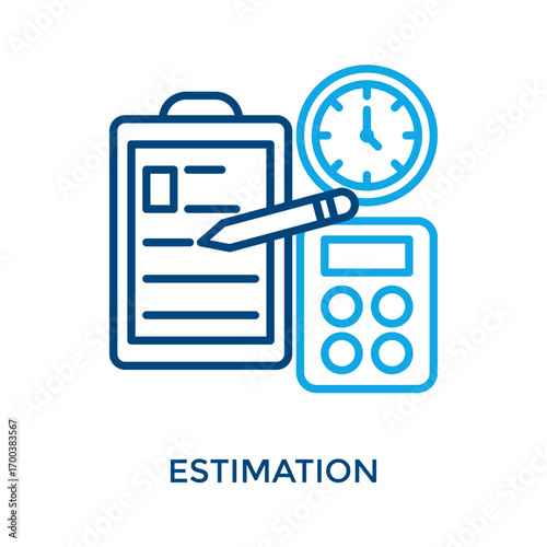Estimation Icon Outline Color Style. Vector Illustration For Graphic Design