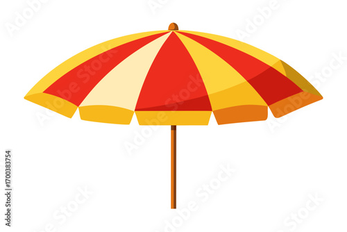 Red beach umbrella isolated on white background vector illustration