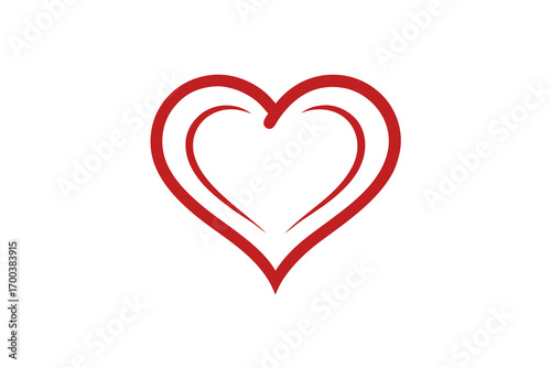 Red heart isolated on white background vector illustration for love and romance