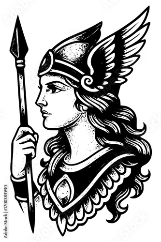 Valkyrie with spear and helmet