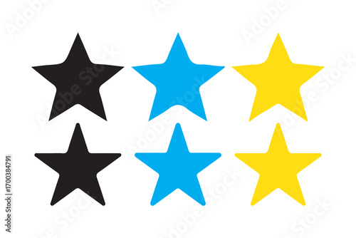 Star icon set.  rating symbol reward rating mark icons.  silhouette design for badge, ranking, favorite, review graphics. vector illustration eps 10.