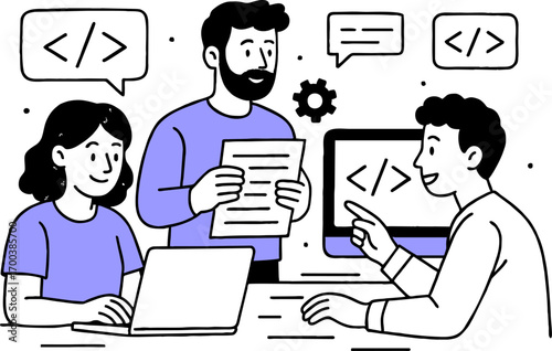 Web development. programming languages. css, html, it, ui. programmer cartoon character developing website, coding. flat illustration banner