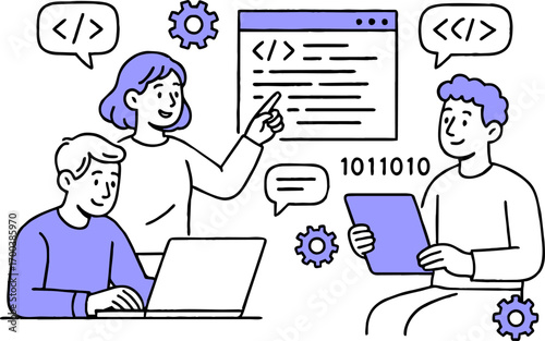 Web development. programming languages. css, html, it, ui. programmer cartoon character developing website, coding. flat illustration banner