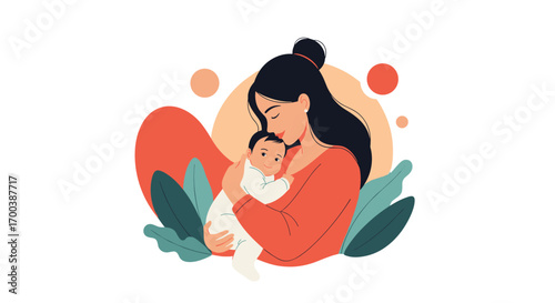 A tender embrace a mother cradles her newborn child with love and affection