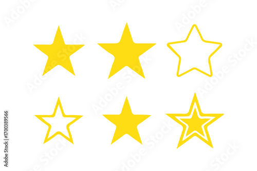 Star icon set.  rating symbol reward rating mark icons.  silhouette design for badge, ranking, favorite, review graphics. vector illustration eps 10.