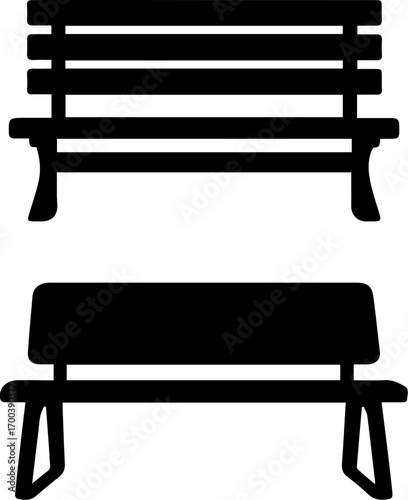 Park Bench Silhouette Icon Set