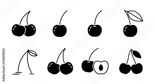Cherry Icons Simple Vector Art Illustrations of Cherries in Various Styles