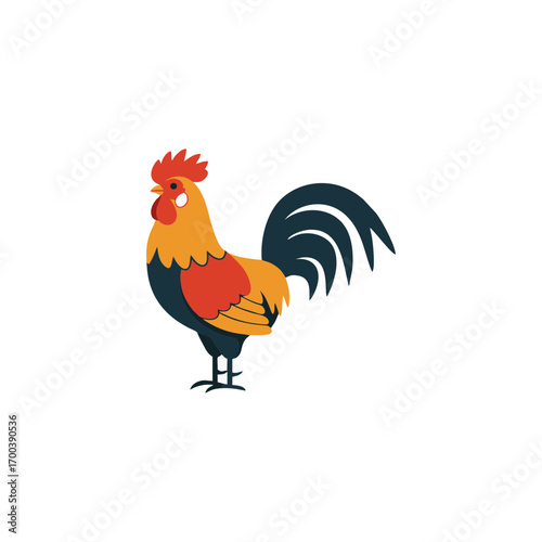 Isolated white background with a colorful chicken vector illustration