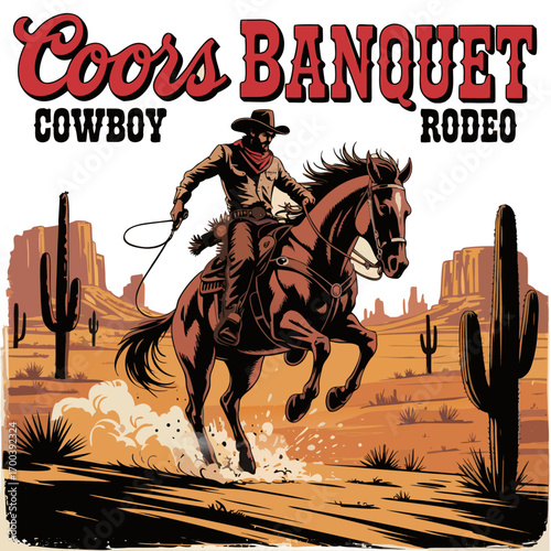 Cooss Banquet Cowboy Rodeo A Western illustration T-shirt Design
