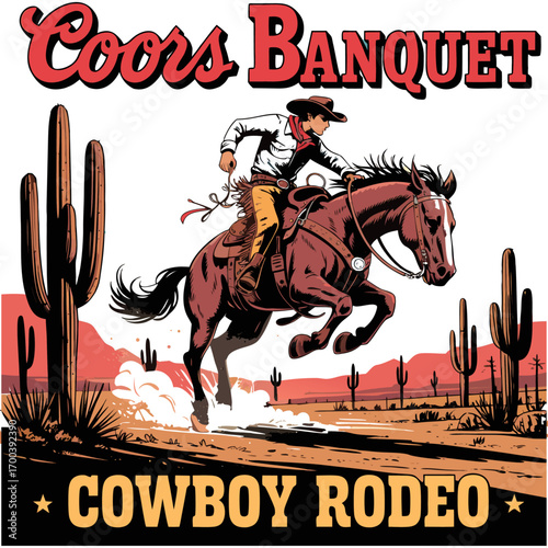 Cooss Banquet Cowboy Rodeo A Western illustration T-shirt Design
