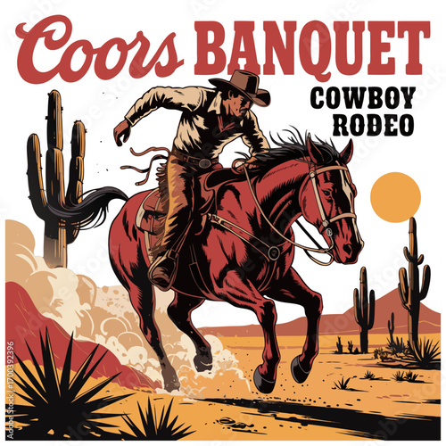 Cooss Banquet Cowboy Rodeo A Western illustration T-shirt Design
