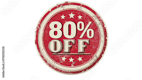 Vintage 80% OFF round discount stamp with distressed texture